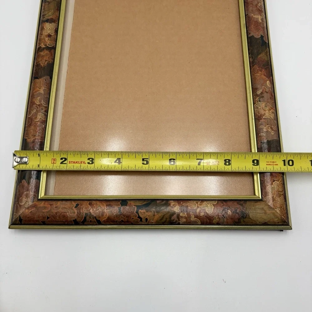Florentine Style Picture Frame 8x10 Gold Floral Painted 1990s Vintage Wall Hang